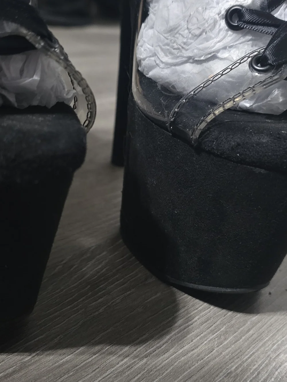 Clear Lace-Up Platform Heels in Black - Women's Fashion Boots - Picture 5 of 6